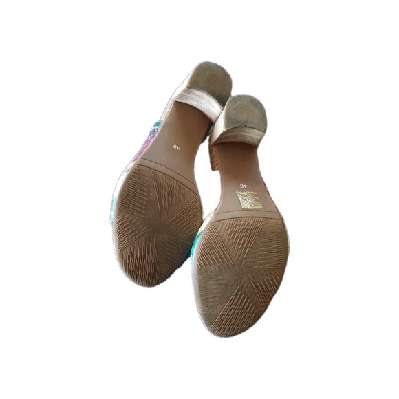 L'Artiste‎ By Spring Step Womens 9 leather Heels Multicolor Floral Slingback - Picture 7 of 7